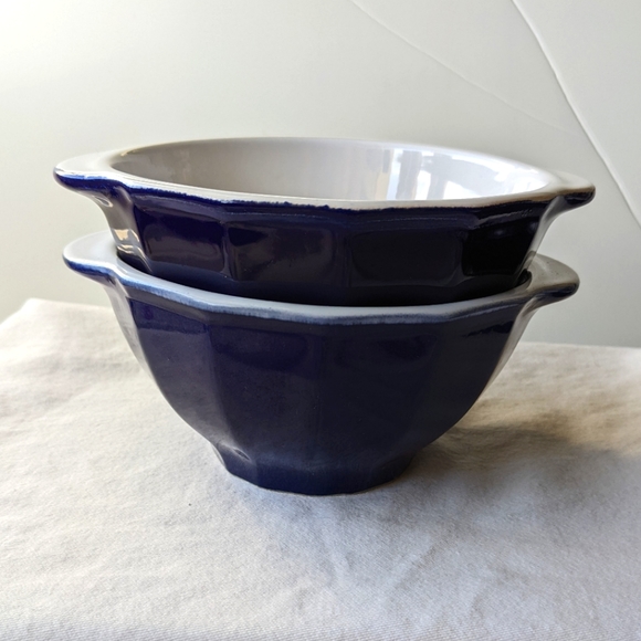 Emile Henry Dining Emile Henry Cobalt Blue White Stoneware Soup